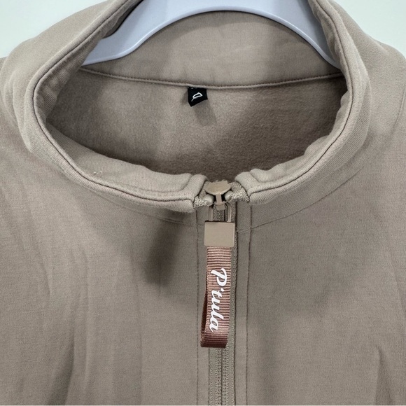 P’tula Mara Scrunch Crop Sweatshirt Beige Tan Size Large - Picture 3 of 10